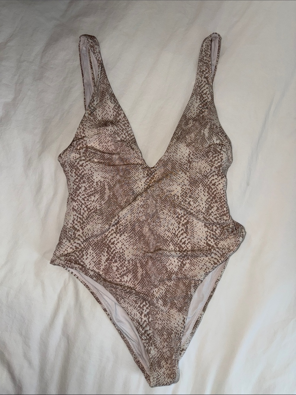 Neutral Snake-Print One-Piece Swimsuit
